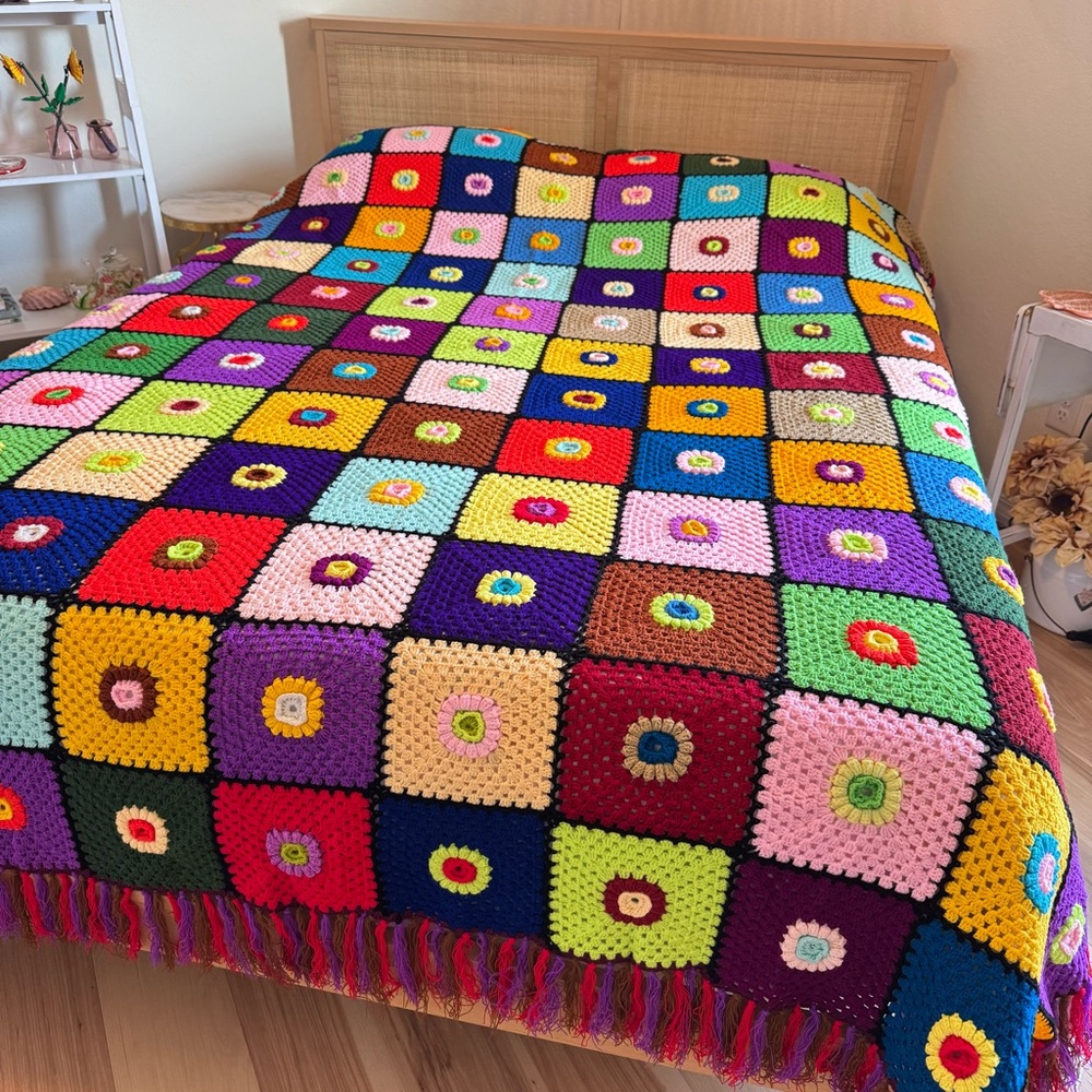 Multicolor Crochet Patchwork Blanket